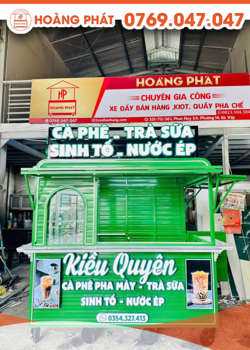 Kiot trà sữa cafe ăn vặt 2m x 1m8 x 2m K1054