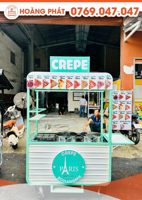 Xe bán bánh mì Crepe 1m2 x 60 x 2m XBH846