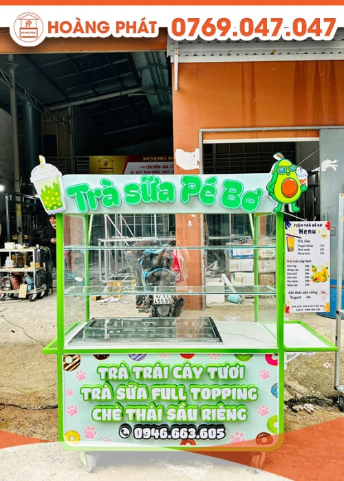 Xe trà sữa màu xanh bơ 1m5 x 60 x 2m XTS686