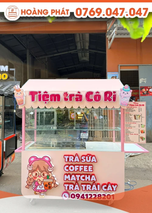Xe bán hàng trà 1m5 x 60 x 2m XBH1223