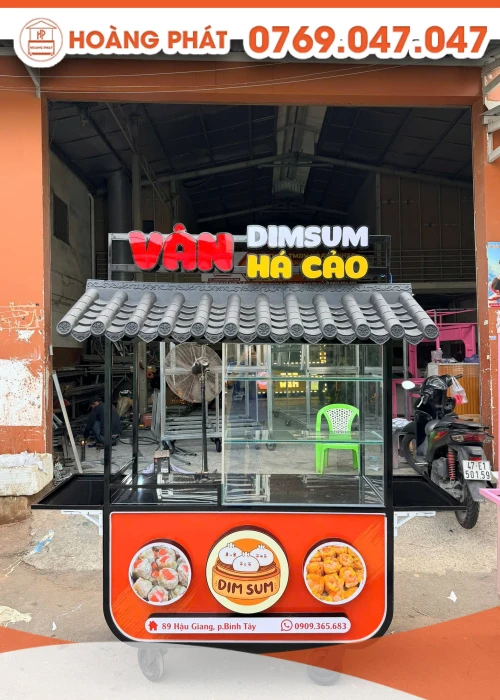 Xe bán hàng Dimsum há cao 1m4 x 60 x 2m XBH1224