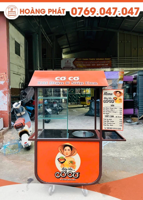 Tủ xe bán hàng xôi mặn, sup cua 1m x 60 x 2m XBH1103