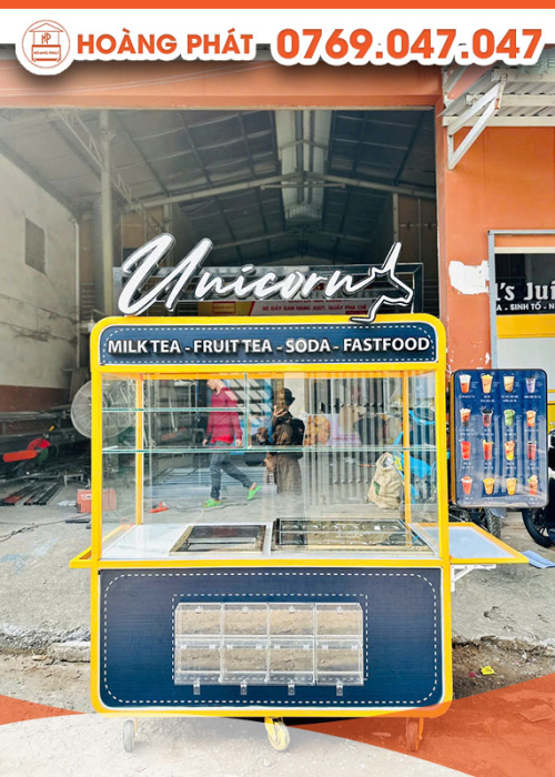 Xe trà sữa, ăn vặt 1m6 x 60 x 2m XBH794