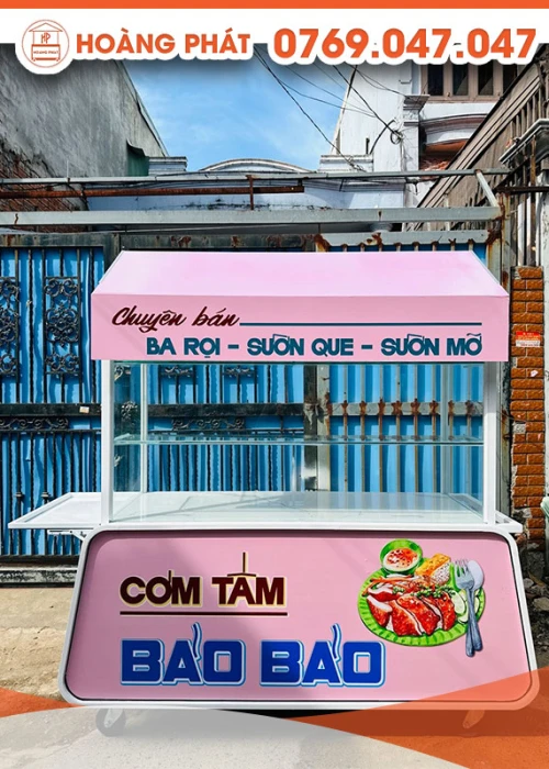 Xe cơm tấm màu hồng 1m5 x 60 x 2m XBH627