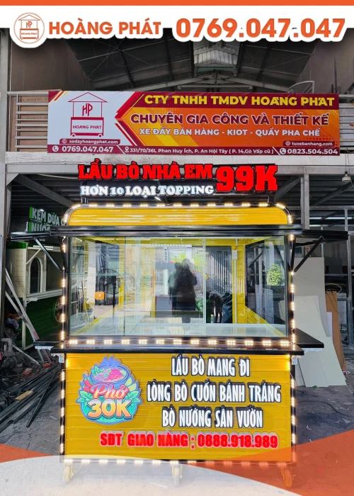 Kiot bán lẩu bò 1m8 x 2m x 2m K1228