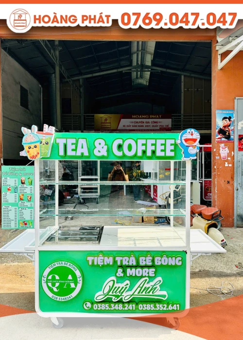 Xe trà và cafe xanh lá 1m5 x 60 x 2m XBH1061