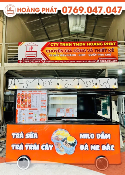 Kiot bán trà sữa trái cây 2m8 x 1m7 x 2m K1106