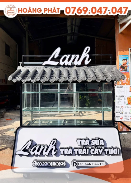 Xe bán hàng trà sữa 1m6 x 60 x 2m XBH1340