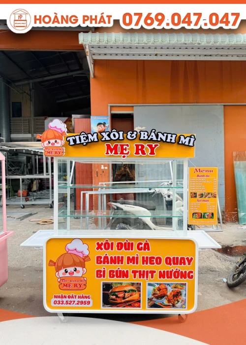 Xe bán hàng xôi bánh mì 1m4 x 60 x 2m XBM1231