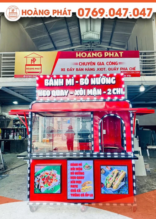 Kiot bán bánh mì, bò nướng 2m x 1m6 x 2m K798