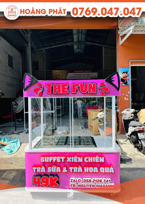 Xe buffet ăn vặt 1m6 x 60 x 2m XBH972