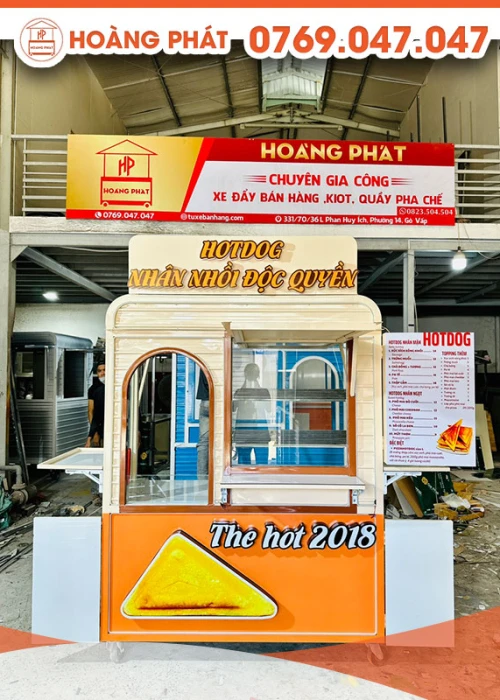 Xe bán bánh hotdog 1m5 x 60 x 2m XBH670