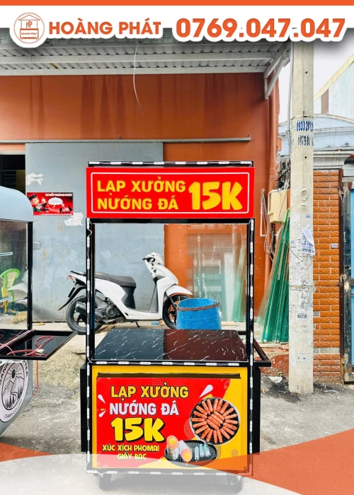 Xe bán hàng lạp xưởng nướng đá 1m x 60 x 2m XBH1046