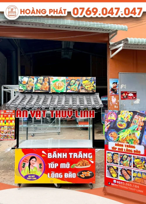 Xe bán hàng ăn vặt 1m6 x 60 x 2m XBH1183