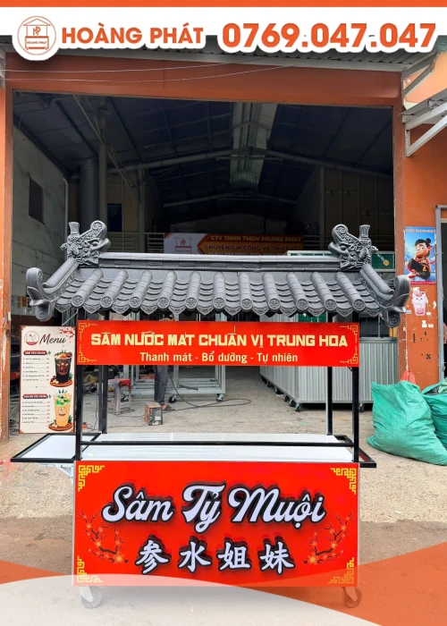 Xe bán hàng nước sâm 1m6 x 60 x 2m XBH1338