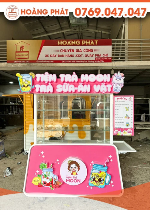 Xe trà sữa màu hồng 1m2 x 60 x 2m XTS483