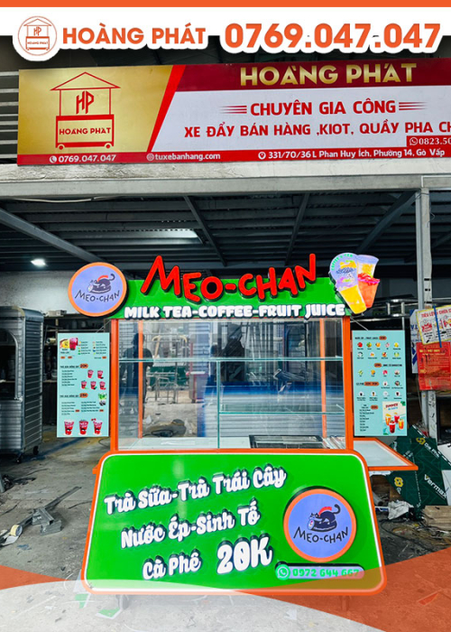 Xe trà sữa màu xanh lá 1m4 x 60 x 2m XTS634