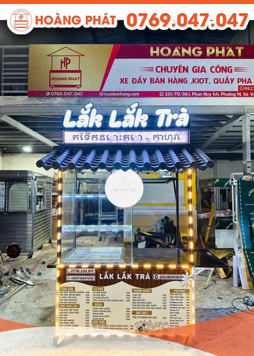 Xe bán các loại trà Thái Lan 1m4 x 60 x 2m XBH738