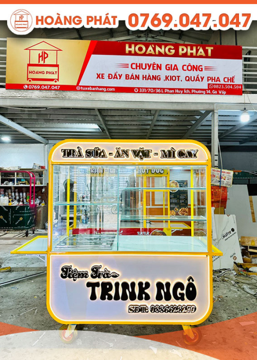 Xe trà sữa, ăn vặt 1m6 x 60 x 2m XTS674