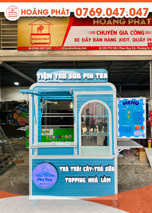 Xe trà sữa màu xanh dương 1m4 x 60 x 2m XTS636