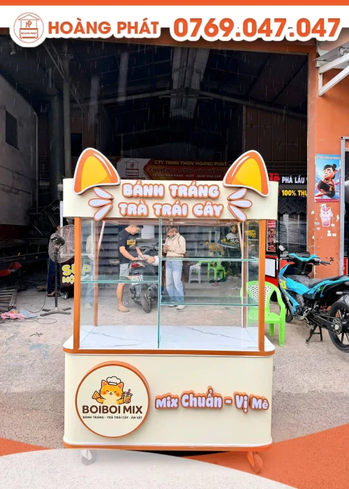 Xe bán hàng bánh tráng, trà trái cây 1m4 x 60 x 2m XBH1198
