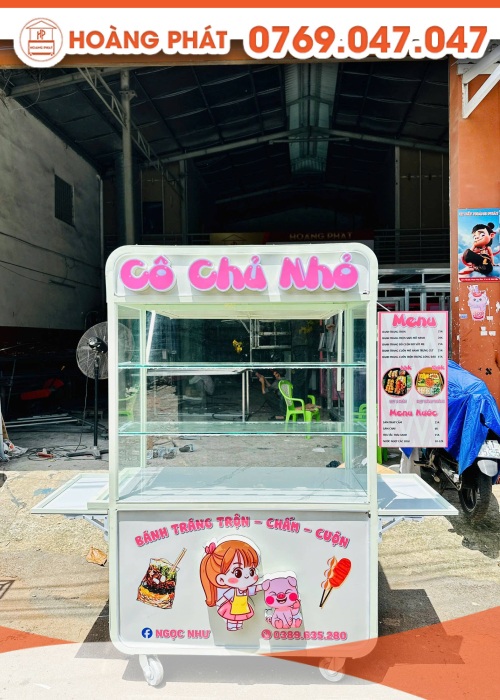 Xe bán bánh tráng trộn 1m2 x 60 x 2m XBH973