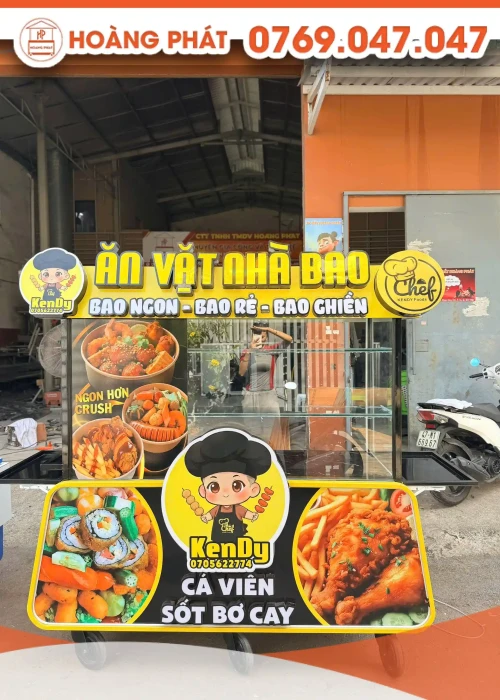 Xe bán hàng ăn vặt 1m6 x 60 x 2m XBH1200