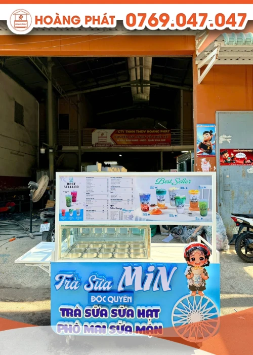 Tủ xe bán hàng trà sữa 1m6 x 60 x 2m XTS1293