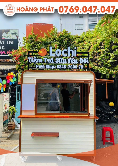 Kiot bán trà sữa 1m75 x 2m35 x 2m K1044