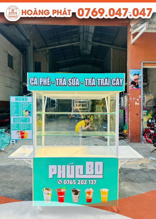 Xe Bán Hàng Nước Cà Phê 1m2 x 60 x 2m XBH1011