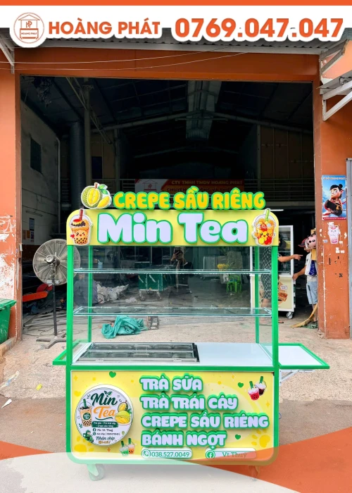 Xe bán hàng bánh Crep sầu riêng 1m5 x 60 x 2m XBH1385