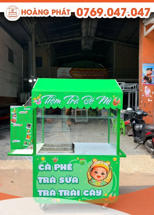 Tủ xe bán hàng cafe về trà sữa 1m2 x 60 x 2m XCF1268
