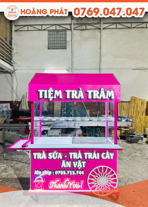 Xe trà sữa màu hồng 1m3 x 60 x 2m XTS879