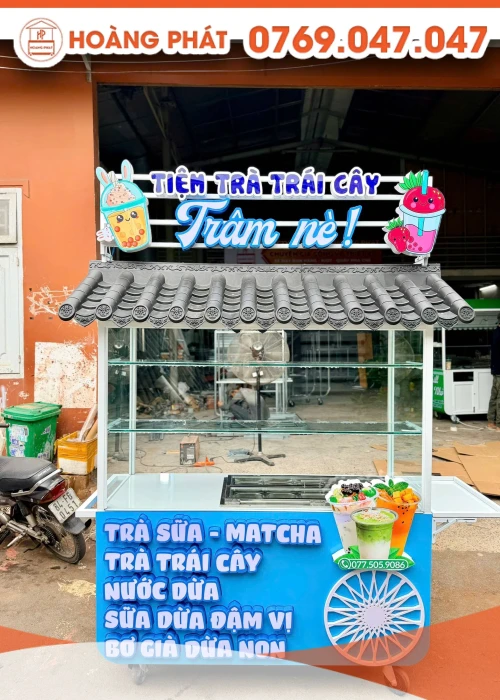 Xe bán hàng trà sữa 1m5 x 60 x 2m XTS1362