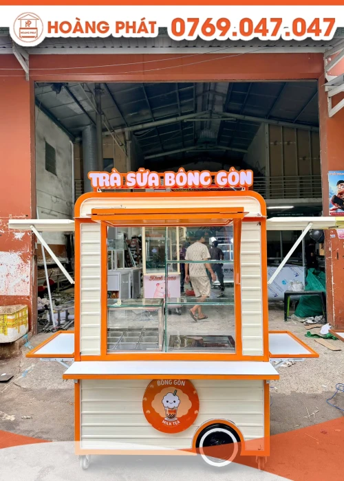 Tủ xe lưu động bán trà sữa 1m4 x 60 x 2m XTS1295