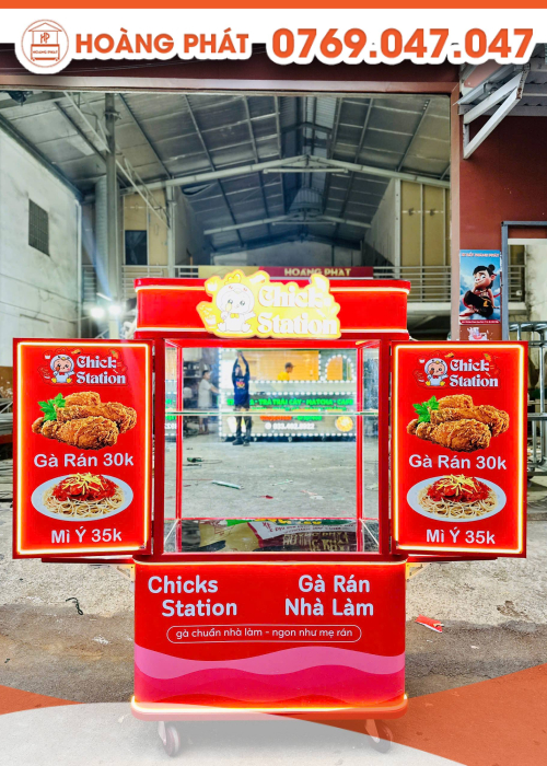 Tủ xe bán gà rán 1m2 x 60 x 2m XGR1075