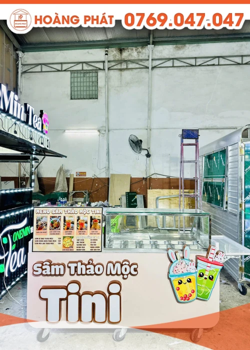 Xe bán nước sâm thảo mộc 1m8 x 60 x 2m XBH1002