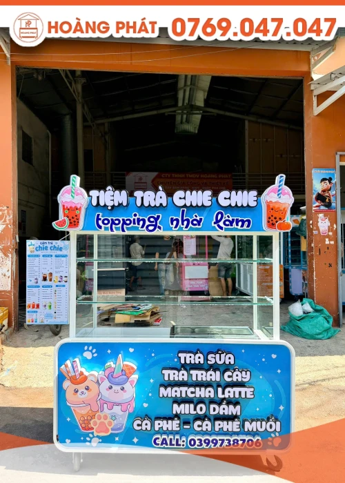 Xe trà sữa xanh 1m5 x 60 x 2m XTS1367
