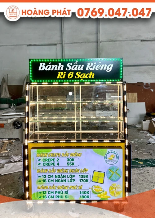 Xe bán bánh sầu riêng 1m2 x 60 x 2m XBH709