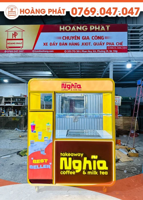 Xe cà phê take away 1m6 x 60 x 2m XCF645
