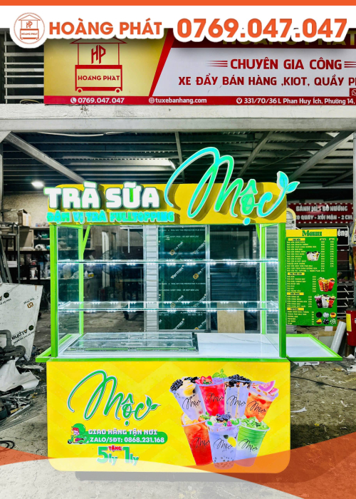 Xe Trà Sữa Xanh Lá 1m5 x 60 x 2m XTS997