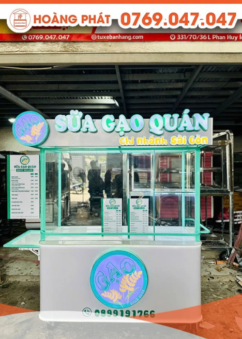 Xe bán sữa gạo đơn giản, tinh tế 1m5 x 60 x 2m XBH721