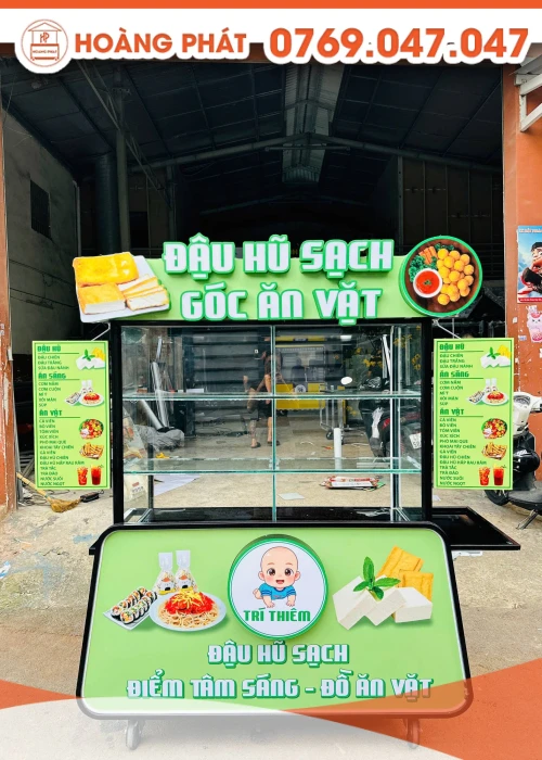 Xe bán hàng đậu hũ 1m2 x 60 x 2m XBH1125
