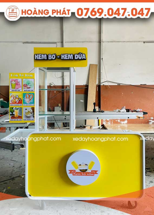 Xe Bán Kem Bơ, Kem Dừa 1m2 x 60 x 2m X198