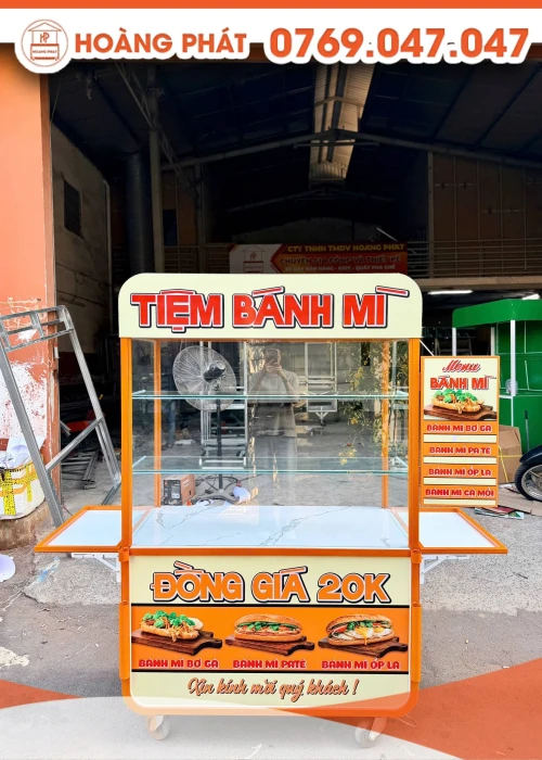 Xe bán bánh mì 1m2 x 60 x 2m XBM1252