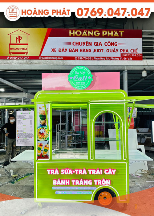 Xe trà sữa, bánh tráng trộn 1m6 x 60 x 2m XTS601