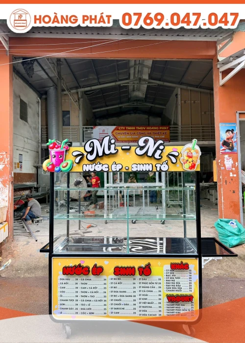 Xe bán hàng sinh tố nước ép 1m6 x 60 x 2m XBH1402