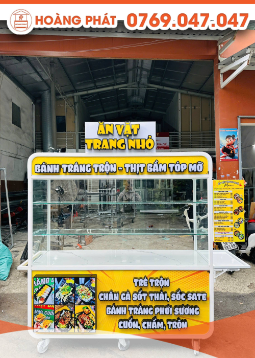 Xe bán đồ ăn vặt 1m8 x 60 x 2m XBH1012