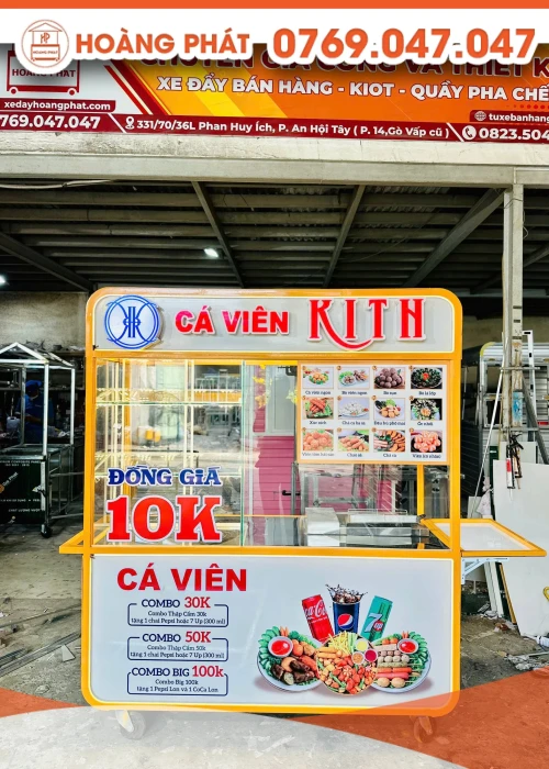 Xe bán hàng ăn vặt 1m6 x 60 x 2m XBH1264