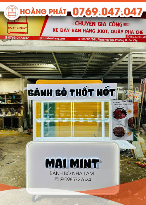 Xe bán bánh bò thốt nốt 1m2 x 60 x 2m XBH959